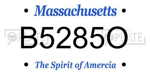 B5285O Massachusetts License Plate