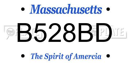 B528BD Massachusetts License Plate