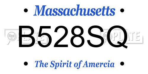 B528SQ Massachusetts License Plate