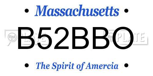 B52BBO Massachusetts License Plate