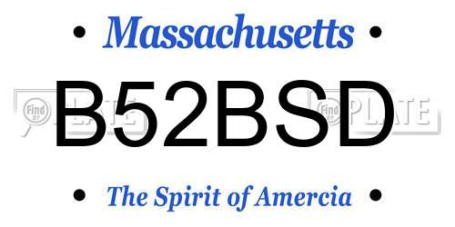 B52BSD Massachusetts License Plate