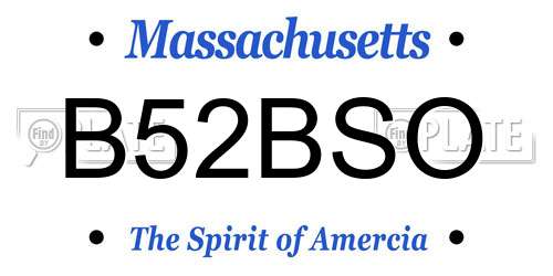 B52BSO Massachusetts License Plate