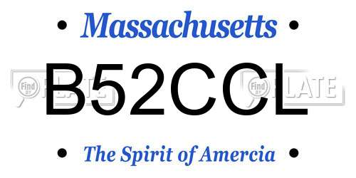 B52CCL Massachusetts License Plate