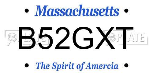 B52GXT Massachusetts License Plate