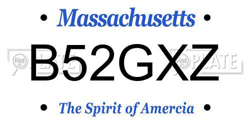 B52GXZ Massachusetts License Plate