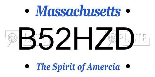 B52HZD Massachusetts License Plate