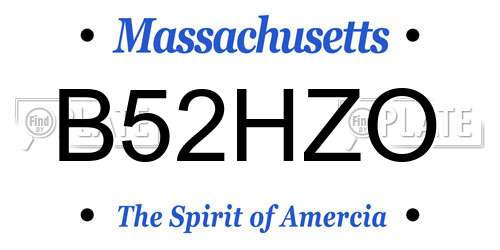 B52HZO Massachusetts License Plate