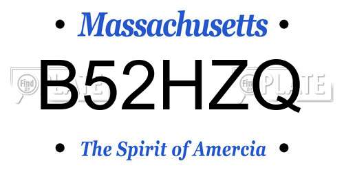 B52HZQ Massachusetts License Plate