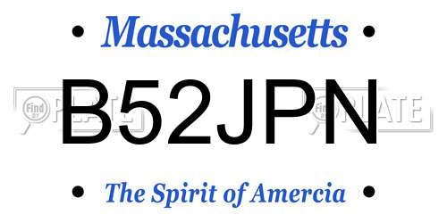 B52JPN Massachusetts License Plate