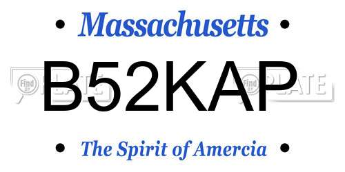 B52KAP Massachusetts License Plate