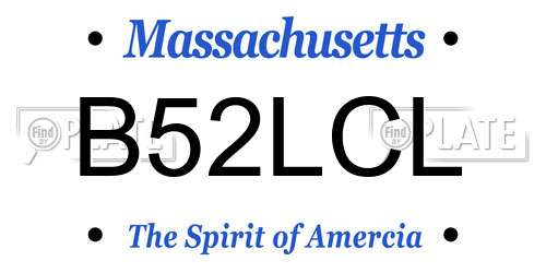 B52LCL Massachusetts License Plate