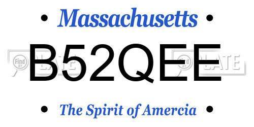 B52QEE Massachusetts License Plate