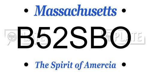 B52SBO Massachusetts License Plate