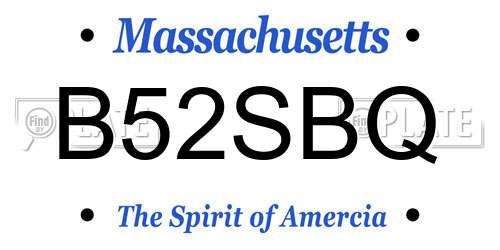 B52SBQ Massachusetts License Plate