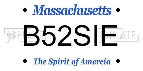 B52SIE Massachusetts License Plate
