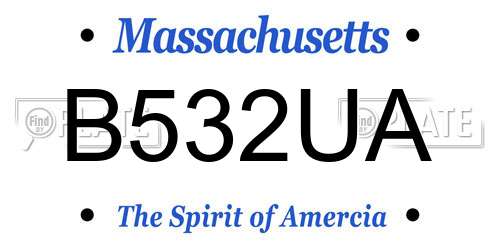 B532UA Massachusetts License Plate