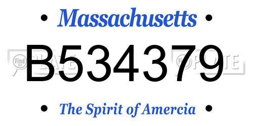 B534379 Massachusetts License Plate