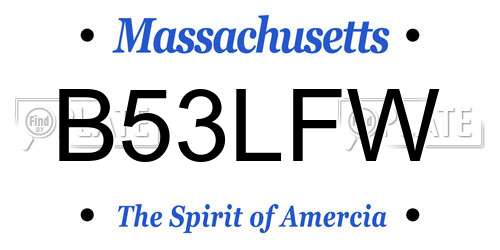 B53LFW Massachusetts License Plate