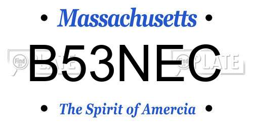 B53NEC Massachusetts License Plate