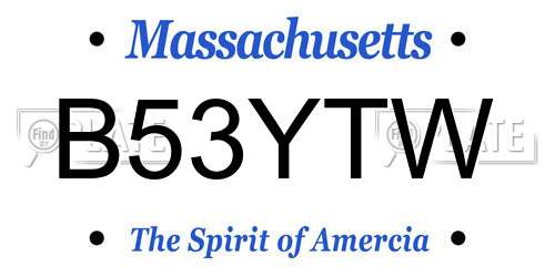 B53YTW Massachusetts License Plate