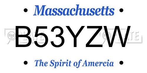 B53YZW Massachusetts License Plate