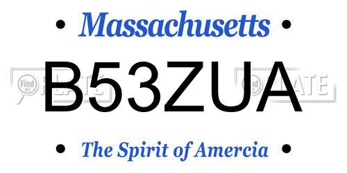 B53ZUA Massachusetts License Plate