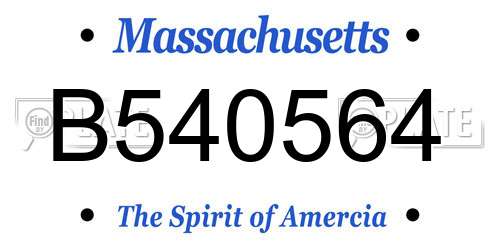 B540564 Massachusetts License Plate
