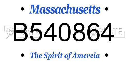 B540864 Massachusetts License Plate
