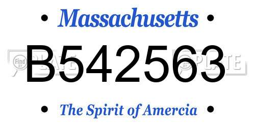 B542563 Massachusetts License Plate