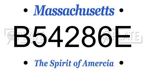 B54286E Massachusetts License Plate