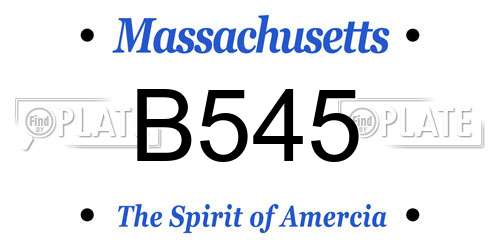 B545 Massachusetts License Plate