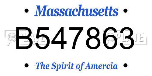 B547863 Massachusetts License Plate