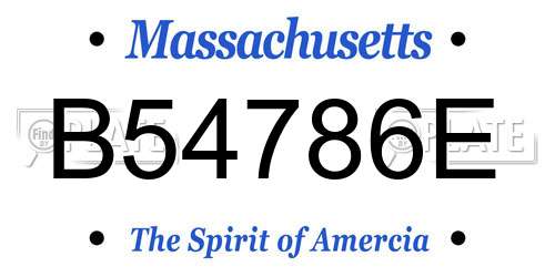 B54786E Massachusetts License Plate
