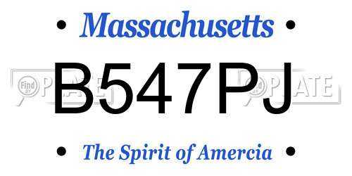 B547PJ Massachusetts License Plate