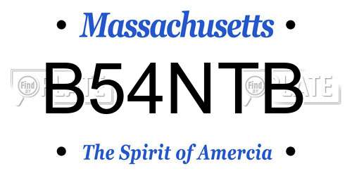 B54NTB Massachusetts License Plate
