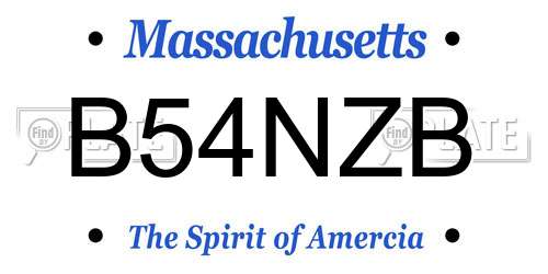 B54NZB Massachusetts License Plate