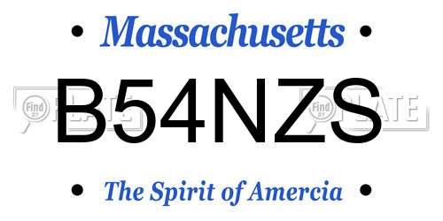 B54NZS Massachusetts License Plate