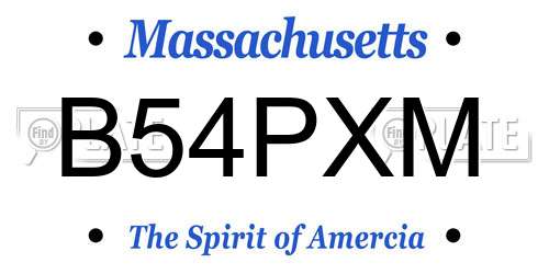 B54PXM Massachusetts License Plate