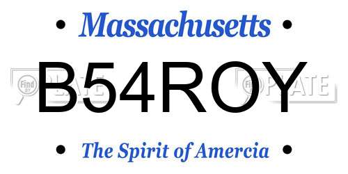 B54ROY Massachusetts License Plate
