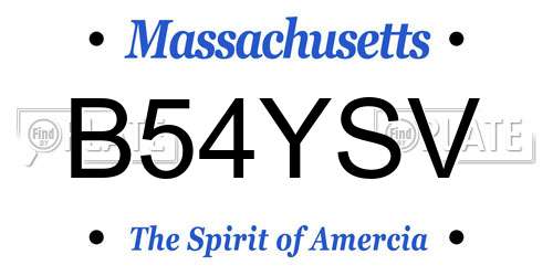B54YSV Massachusetts License Plate