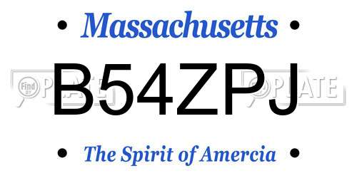 B54ZPJ Massachusetts License Plate