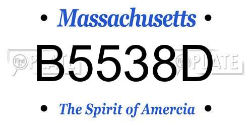 B5538D Massachusetts License Plate