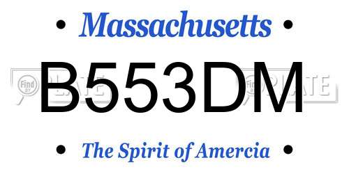 B553DM Massachusetts License Plate