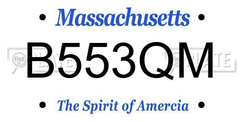 B553QM Massachusetts License Plate