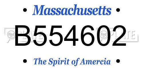 B554602 Massachusetts License Plate