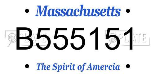 B555151 Massachusetts License Plate
