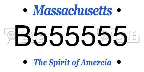 B555555 Massachusetts License Plate