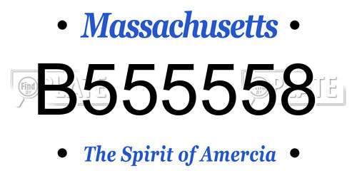 B555558 Massachusetts License Plate