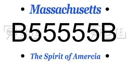 B55555B Massachusetts License Plate