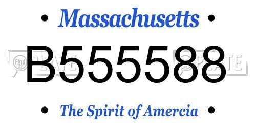 B555588 Massachusetts License Plate